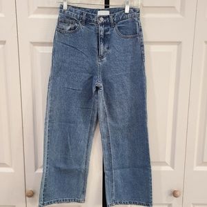 Oak + Fort Size 26 Jeans Wide Leg High Waist Blue Denim 90's Y2K 100% Cotton
